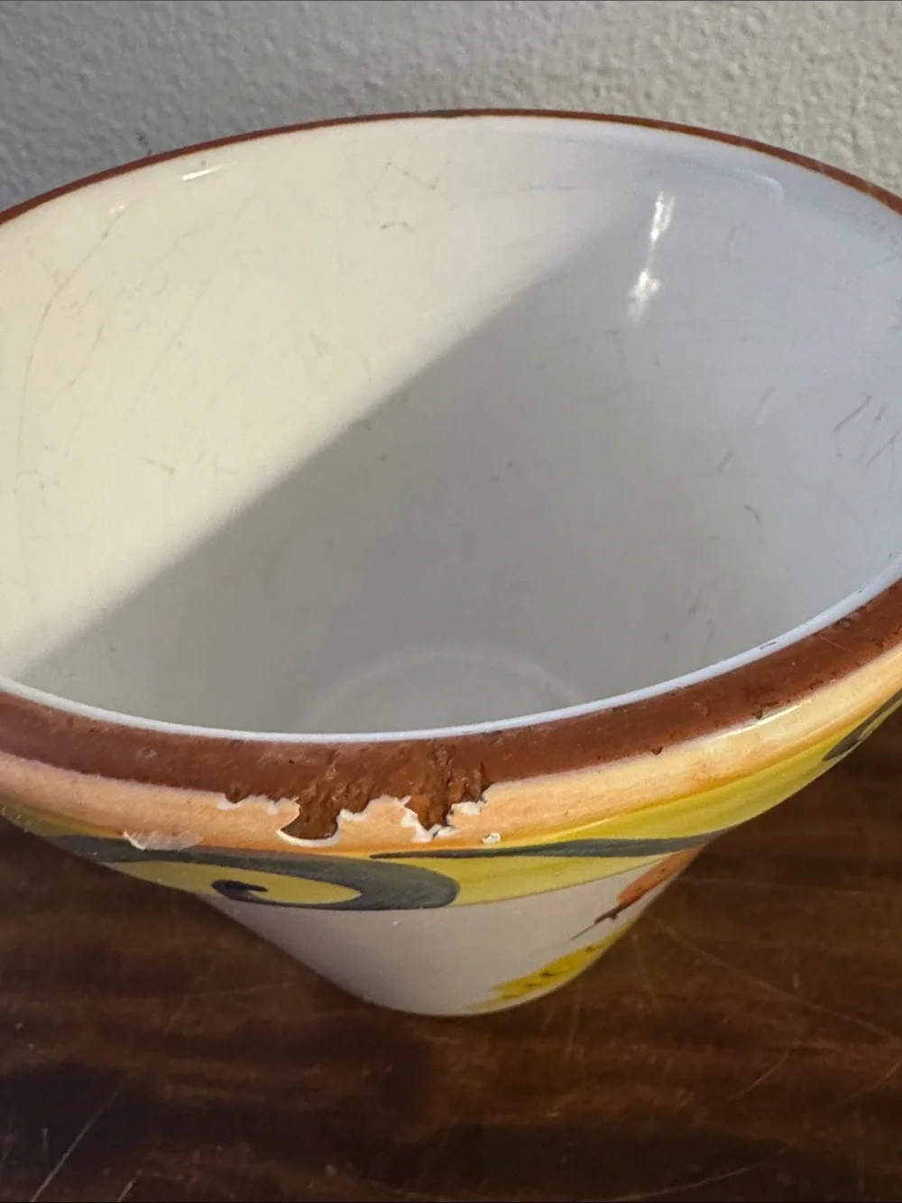 Vintage Hand-Painted Portuguese Ceramic Flower Pot/Planter Bees Ladybugs